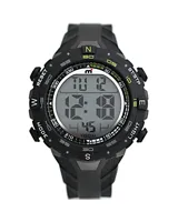 Reloj Mistral deportivo digital color negro con detalles en verde y gris.