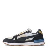 Championes Puma Graviton Pro, color gris con detalles en blanco, negro, naranja y verde.