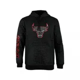 Canguro negro con textura de piel de serpiente, logo de los Chicago Bulls bordado en el pecho y letras "Bulls" estampadas en la manga.