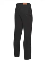 Pantalón de cotelé negro, de corte recto y tiro medio.