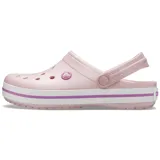 Zuecos Crocs Crocband™ color negro con suela blanca y detalles en amarillo.