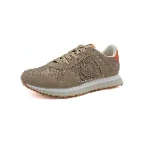 Championes Panama Jack color beige con detalles en naranja y suela blanca.