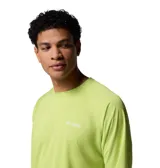 Remera de pesca Columbia PFG Solar Stream color verde lima, de manga larga con protección solar UPF 50 y tecnología Omni-Wick de secado rápido.