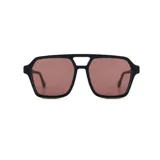 Lentes de sol Vulk Ombuxe con montura cuadrada negra y lentes marrones.