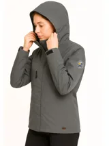 Campera azul marino impermeable con capucha y forro polar.