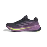 Championes de running Adidas Supernova Rise, color gris oscuro con detalles en violeta y amarillo.