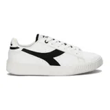 Zapatillas blancas de mujer con detalles en negro, diseño clásico y suela de goma.