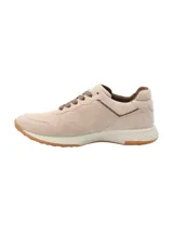 Zapatillas urbanas color beige con detalles en marrón. Confeccionadas en descarne y cuero, con plantilla reforzada con EVA moldeada y entresuela de EVA con tecnología Honey Foam.