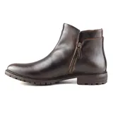 Bota de cuero marrón con diseño elegante y cierre lateral, ideal para looks casuales.