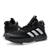 Championes de básquet Adidas OwnTheGame, color negro con detalles en blanco y gris.