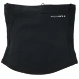 Cuello unisex de poliéster color azul marino con logo Merrell en naranja.