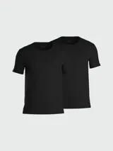 Pack de dos camisetas negras de algodón con logo bordado en el pecho.