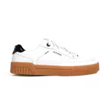 Championes Skechers Jade Best In Class, de corte bajo, color blanco con detalles en negro y suela marrón.
