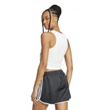 Musculosa Adidas ESS RIB TANK de dama, color blanco, corte ajustado, cuello redondo acanalado y espalda cruzada.