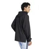 Canguro Adidas Essentials Logo negro con capucha ajustable con cordones, bolsillo tipo canguro y logo de Adidas estampado en blanco en el pecho.