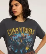 Remera gris de algodón con estampa de la banda Guns N' Roses.