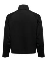 Sudadera negra de corte regular con cuello alto y cierre de cremallera.