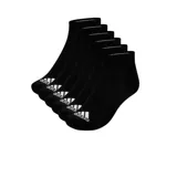 Pack de seis pares de medias Adidas de corte tobillero, color negro con logo blanco.