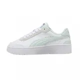 Zapatillas Puma CA Match Court blancas con detalles en verde agua y suela blanca.