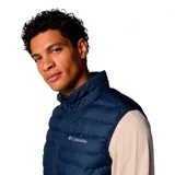 Chaleco Columbia Powder Lite II para hombre, color azul marino. Cuenta con tecnología Omni-Heat de revestimiento térmico reflectante, tecnología Omni-Shield que repele la humedad y aislamiento Thermarator de poliéster reciclado.