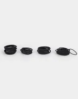 Set de gomitas elásticas negras para el cabello.