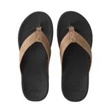 Ojotas Rip Curl Chiba Bloom Open Toe, base negra y tiras marrones con perforaciones.