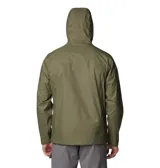 Campera impermeable Columbia Watertight II color verde oliva para hombre, con capucha ajustable, cierre frontal con cremallera, bolsillos laterales con cremallera, puños ajustables con velcro y dobladillo ajustable con cordón. Se puede guardar en su propio bolsillo. Cuenta con tecnología Omni-Tech™ que la hace impermeable y transpirable.