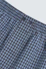 Calzoncillo tipo bóxer confeccionado en popelín de algodón con estampado de cuadros azules y blancos.