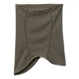 Cuello multifuncional Columbia Freezer Zero II de poliéster color verde oliva, con logo estampado en negro y perforaciones triangulares para ventilación.