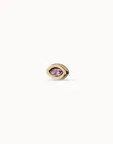 Aro piercing de plata 925 bañada en oro con dije colgante en forma de ojo con cristal amatista.