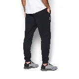 Pantalón de jogging negro con logo de Under Armour en blanco en la pierna izquierda.