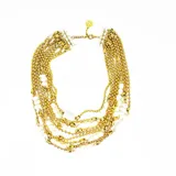 Collar mil vueltas perla y cadena