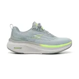 Championes deportivos Skechers Go Run Elevate 2.0 color gris con detalles en verde neón. Capellada de tejido técnico con superposiciones sintéticas, plantilla Air-Cooled Goga Mat y amortiguación ULTRALIGERA.