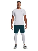 Calza larga de compresión Under Armour HeatGear Armour Leggings, color gris, con cintura elástica con logo y bolsillo lateral.