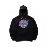 Buzo con capucha de tejido polar, con diseño gráfico en el frontal y bolsillo frontal, ideal para entrenar o uso casual.