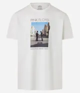 Remera blanca de algodón con estampa del álbum Wish You Were Here de Pink Floyd.
