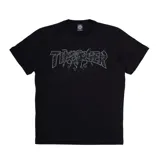 Remera negra de manga corta con estampado del logo de Thrasher con la cabeza de Medusa.