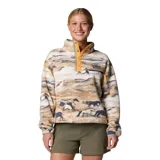 Buzo polar Columbia, con estampado de caballos, cuello alto con botones a presión y bolsillo en el pecho con cierre.