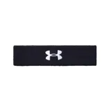 Vincha Under Armour negra con logo bordado en blanco.
