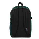 Mochila Jansport Main Campus color verde con detalles en marrón.