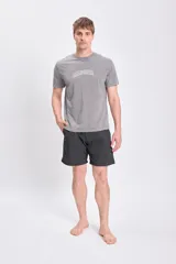 Short de baño negro con pretina cruzada.