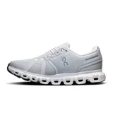 Championes urbanos On Running Cloud 6, color gris claro con detalles en blanco.