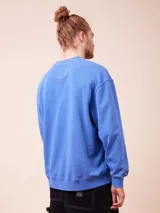 Sweater de color rosa con diseño gráfico en el pecho, de corte unisex y manga larga.