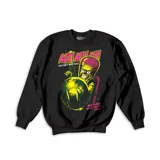Buzo negro con estampado de un marciano de la película Mars Attacks! sosteniendo el planeta Tierra. El estampado incluye el texto "ACK! ACK! ACK! THEY DON'T WANT PEACE" y "NICE PLANET! WE'LL TAKE IT!"