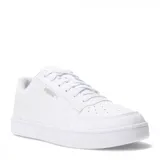 Championes Puma Caven 2.0 blancos de cuero sintético, con cordones y logo de la marca en el lateral.
