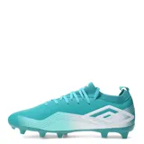 Championes de fútbol Umbro Vibe HG blancos con detalles en fucsia y celeste.