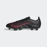 Championes de fútbol Adidas Predator League, color negro con detalles en gris y rojo.