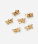 Kit de seis mini pinzas para el pelo en metal color dorado, con diseño de mariposa.