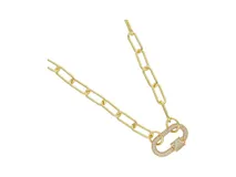 Collar de acero dorado con cierre microdiamantado y circonias, que permite colocar otros dijes.