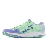 Championes de tenis New Balance modelo 996, con capellada en tonos verde agua y lila, logo "N" en azul y suela blanca.